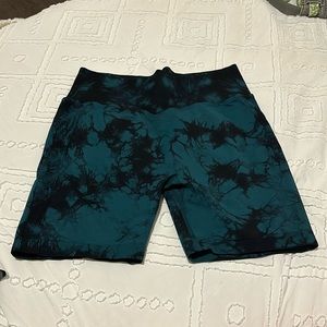 Blue and black biker shorts 15 1/2 in length